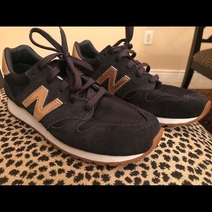 New Balance rose gold and blue suede sneakers - 7